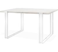 Table à Manger Extensible - Table Style Loft En Métal - Table Style Industriel Pour Le Salon - Gain De Place - 120 / 220 Cm - Marble Blanc - 120 X 80