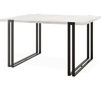 Table à Manger Extensible - Table Style Loft En Métal - Table Style Industriel Pour Le Salon - Gain De Place - 120 / 220 Cm - Marmor Blanc - 120 X 80