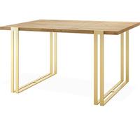 Table à Manger Extensible - Table Style Loft En Métal - Table Style Industriel Pour Le Salon - Gain De Place - 160 / 260 Cm - Chêne Craft/doré - 160