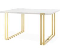 Table à Manger Extensible - Table Style Loft En Métal - Table Style Industriel Pour Le Salon - Gain De Place - 120 / 220 Cm - Blanc/doré - 120 X 80