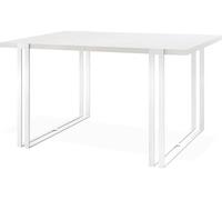 Table à Manger Extensible - Table Style Loft En Métal - Table Style Industriel Pour Le Salon - Gain De Place - 120 / 220 Cm - Blanc - 120 X 80 Cm
