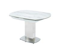 Table à manger extensible TALICIA - 4 à 6 personnes - Céramique et Acier - Effet Marbre