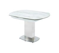 Table à manger extensible TALICIA - 4 à 6 couverts - Céramique et Acier - Effet Marbre