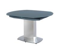 Table à manger extensible TALICIA - Verre trempé & métal - 6 à 8 personnes - Coloris Gris
