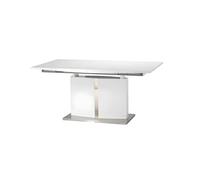 Table à manger extensible TRINITY de Pascal MORABITO - 6 à 8 couverts - Acier inoxydable et MDF laqué blanc