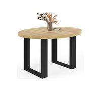 IDMarket Table à manger PHOENIX ronde fixe 4 personnes bois et noir 110 cm