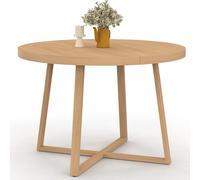 IDMarket - Table à Manger Fixe Ronde Selma 4-6 Personnes Bois Effet hêtre 110 cm