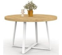 IDMarket - Table à Manger Fixe Ronde Selma 4-6 Personnes Bois et Blanc 110 cm