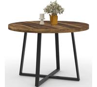 Table à manger fixe ronde SELMA 4-6 personnes bois foncé HAWKINS et noir 110 cm