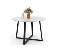 Table à manger fixe ronde SELMA 4-6 personnes plateau effet marbre blanc ALASKA et noir 110 cm