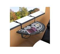 Table de balcon suspendue Demi-circulaire Noir et Blanc