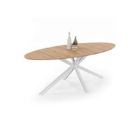 IDMarket Table à manger Alix ovale 10 personnes pied araignée bois/blanc 200 cm