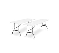 IDMarket – Lot de 2 tables pliantes portables 180 cm pour camping ou réception Blanc