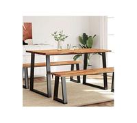 Table à manger 140x80x75 cm bois d'acacia solide à bord vif, table, table de cuisine, table à manger live edge, table de salle à manger