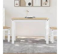 vidaXL Table à manger PANAMA en bois massif de pin Blanc 112×60×75 cm