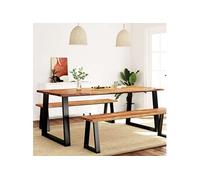 Table à manger 200x90x75 cm bois d acacia solide à bord vif