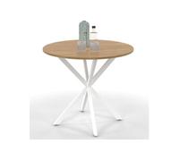 IDMarket Table à manger ronde Alix 2-4 personnes pied araignée bois et blanc 80 cm