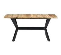 Table a manger fixe sans tiroir 6 personnes rectangle en Bois L 140 cm marron G