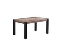 Table à manger fixe EMILE 6 personnes - Mélamine chêne brun tabac et noir mat - L160 x P90 x H77 cm - TRENDTEAM