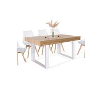 Table à manger rectangle PHOENIX 6 personnes bois et blanc 160 cm