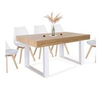 IDMarket – Table à manger rectangulaire Phoenix 6 personnes bois et blanc 160 cm