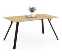 IDMarket Table à manger rectangulaire YSEULT 6 personnes bois noir design industriel 160 cm