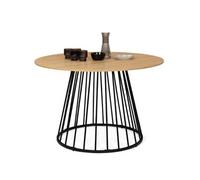 IDMARKET Table à manger YUNA ronde 4-6 personnes pied filaire bois et noir