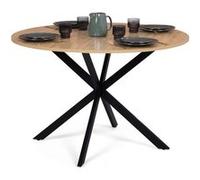 IDMarket - Table à Manger Ronde Alix 6 Personnes Pied araignée Bois et Noir 110 cm