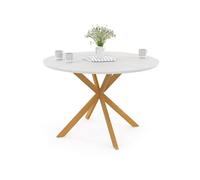 IDMarket - Table à manger ronde Gisele 6 personnes pied araignée bois plateau blanc 110 cm