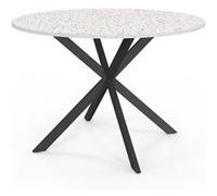 IDMarket Table à manger ronde Alix 6 personnes pied araignée noir plateau effet terrazzo 110 cm