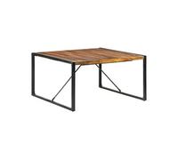 Table À Manger Acacia Massif Grain Naturel Avec Pieds En Acier Style Industriel Carrée Marron