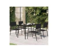 vidaXL Table à dîner de jardin Noir 140 x 70 x 74 cm Acier et verre, 21.48kg