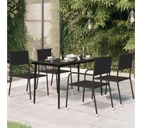 vidaXL Table à dîner de jardin Noir 140 x 70 x 74 cm Acier et verre, 21.48kg