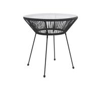 Vidaxl Table De Salle À Manger De Jardin Noir Ø70x74 Cm Rotin Et Verre Noir