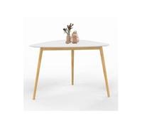 IDMarket Table à manger GAIA 4 personnes plateau blanc pieds bois 110 cm