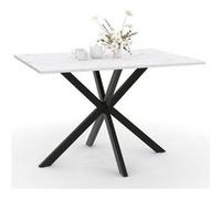 IDMarket – Table Alix rectangle 4-6 personnes pied araignée métal noir plateau effet marbre 110 cm