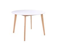 AltoBuy Gram - Table Repas Ronde 105cm Naturelle et Blanche