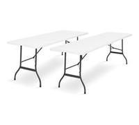 IDMarket – Lot de 2 tables pliantes portables 180 cm pour camping ou réception Blanc