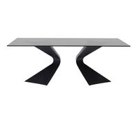 Table à manger - GLORIA - Verre trempé noir 200 cm - Contemporain - Design - 6 places