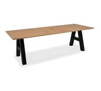 Table à manger GRANADA extensible - Style Industriel - 6/10 personnes - 2 rallonges 40 cm - L 157/197 x P 90 x H 75 cm - Chêne/Noir