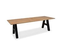 Table à manger GRANADA extensible - Style Industriel - 6/10 personnes - 2 rallonges 40 cm - L 157/197 x P 90 x H 75 cm - Chêne/Noir
