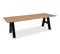 Table à manger GRANADA extensible - Style Industriel - 6/10 personnes - 2 rallonges 40 cm - L 157/197 x P 90 x H 75 cm - Chêne/Noir
