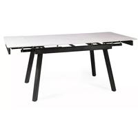 Table à Manger Guéridon John Céramique Blanc Marbre Noir Taille Choix Extensible