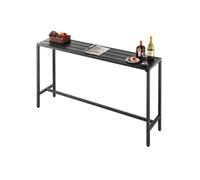 VEVOR Table de Bar Haute Extérieur, 160 x 37,5 cm, Table à Manger Rectangulaire, avec Plateau Étanche, Structure en Métal Robuste, Mobilier de Jardin pour Patio, Terrasse, Bord de Piscine, Intérieur