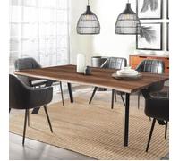 Table à manger HELGA 180x90cm - 8 personnes / Décor Chêne et pieds métal noir