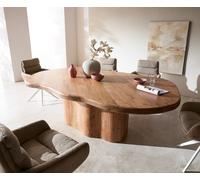 Table à manger Herkon 240x140 acacia naturel piètement en bois