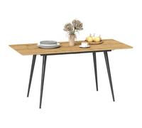 Table À Manger Extensible 120-160 Cm 6-8 Personnes Piètement Effilé Acier Noir Plateau Effet Bois Noir