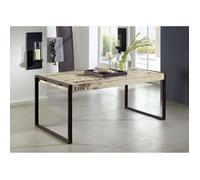 Table à manger industrielle 120x70cm - Bois massif de manguier brut - Fer et bois imprimé - FACTORY 122
