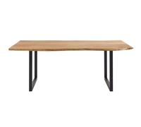Table à manger industrielle en bois d'acacia et métal noir 8/10 personnes L200 200x76x100cm Marron