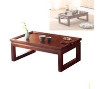 Table à manger japonaise simple avec texture d'orme naturelle - Assemblage facile - Idéal pour les pièces et les espaces de vie - Couleur noyer - 60 x 40 x 30 cm